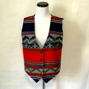 Vintage western button front wool and cotton blend vest. Size medium